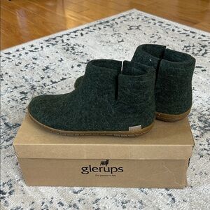 Glerups Dark Green Wool Slip-On Boots